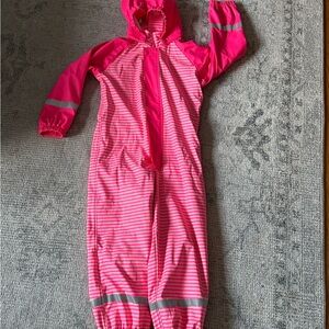 Pink Striped Hooded Rainsuit